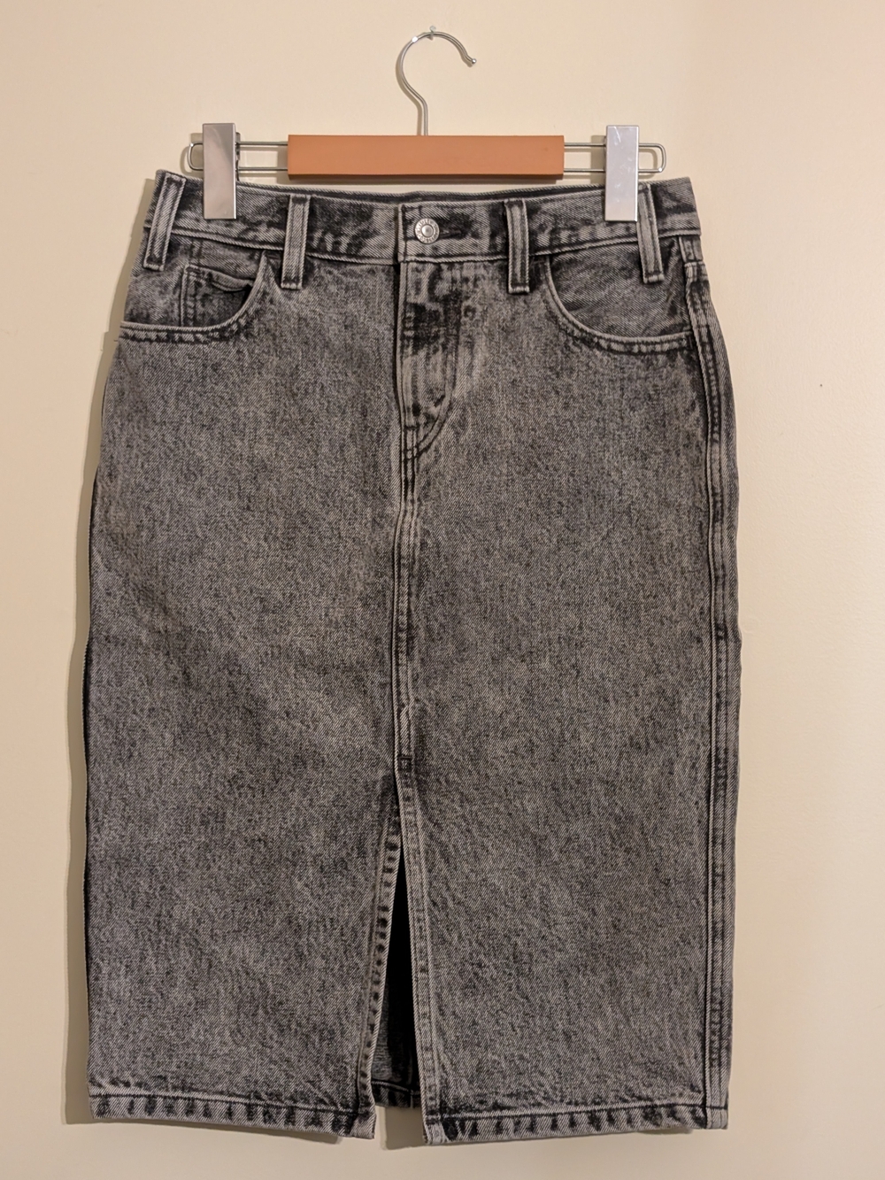VTG Levi’s Orange Tab Black Acid Wash Denim Pencil Skirt Size 26 Rare High Waist